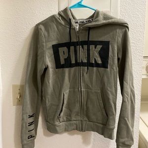Olive PINK Zip Up Sweater